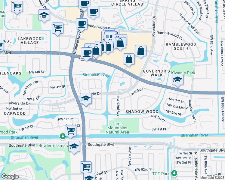 map of restaurants, bars, coffee shops, grocery stores, and more near 9166 West Atlantic Boulevard in Coral Springs