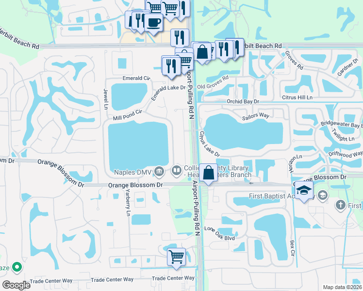 map of restaurants, bars, coffee shops, grocery stores, and more near 7214 Wilton Drive North in Naples