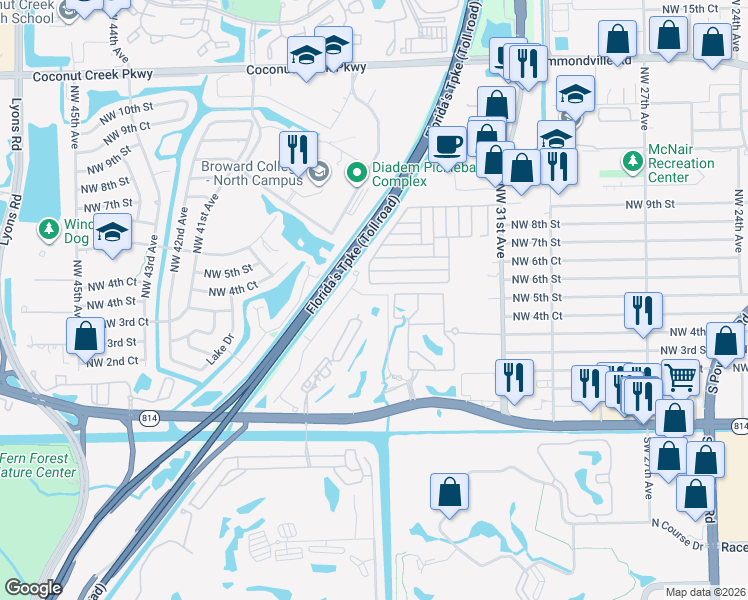 map of restaurants, bars, coffee shops, grocery stores, and more near 3532 Golfview Boulevard in Pompano Beach