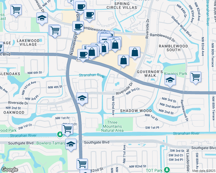 map of restaurants, bars, coffee shops, grocery stores, and more near 9188 West Atlantic Boulevard in Coral Springs