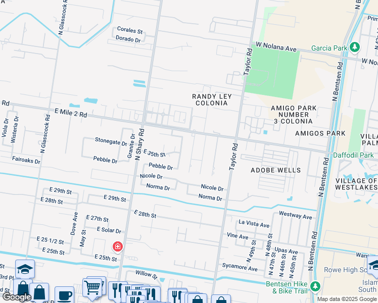 map of restaurants, bars, coffee shops, grocery stores, and more near 3104 Harmony Lane in Mission