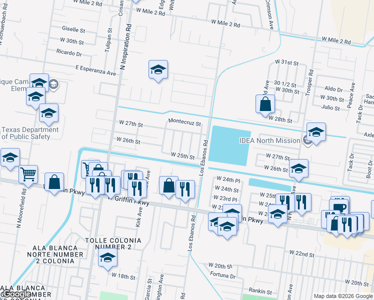 map of restaurants, bars, coffee shops, grocery stores, and more near 2507 Washington Avenue in Mission