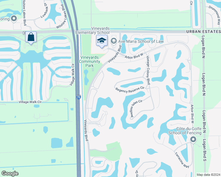 map of restaurants, bars, coffee shops, grocery stores, and more near 762 Regency Reserve Circle in Naples