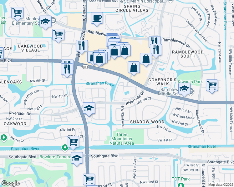 map of restaurants, bars, coffee shops, grocery stores, and more near 9188 West Atlantic Boulevard in Coral Springs