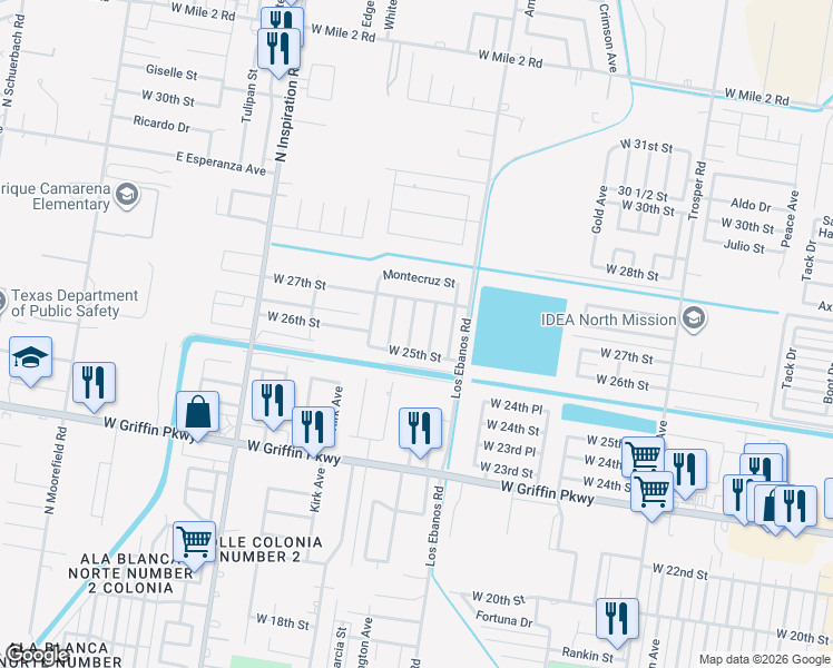 map of restaurants, bars, coffee shops, grocery stores, and more near 2507 Washington Avenue in Mission