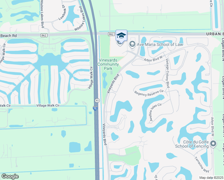 map of restaurants, bars, coffee shops, grocery stores, and more near 711 Lalique Circle in Naples