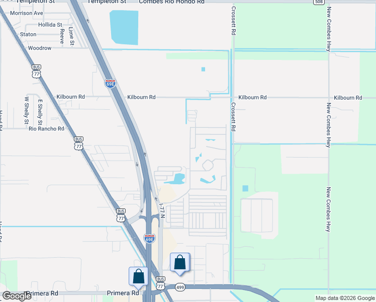 map of restaurants, bars, coffee shops, grocery stores, and more near 4232 Minnesota Street in Harlingen