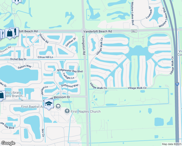 map of restaurants, bars, coffee shops, grocery stores, and more near 3607 El Segundo Court in Naples