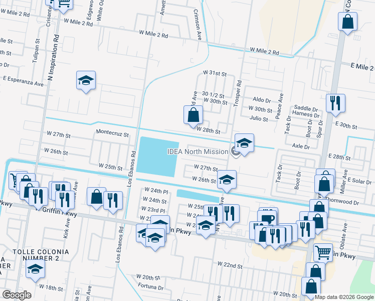 map of restaurants, bars, coffee shops, grocery stores, and more near 2711 Montecruz in Mission