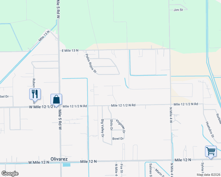 map of restaurants, bars, coffee shops, grocery stores, and more near 721 Monterrey Drive in Weslaco