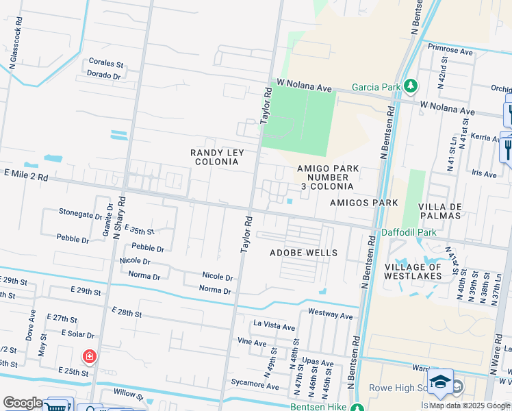 map of restaurants, bars, coffee shops, grocery stores, and more near 3000 North Taylor Road in McAllen