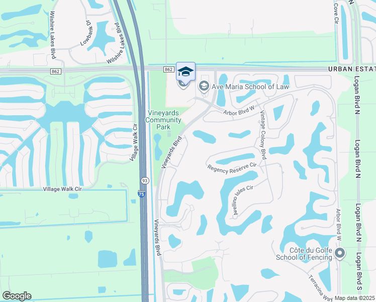 map of restaurants, bars, coffee shops, grocery stores, and more near 621-711 Lalique Circle in Naples