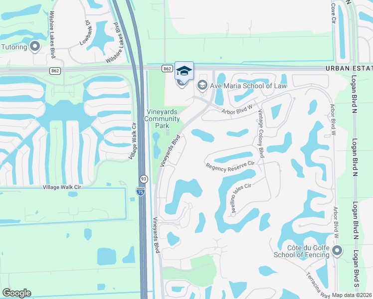 map of restaurants, bars, coffee shops, grocery stores, and more near 621-711 Lalique Circle in Naples