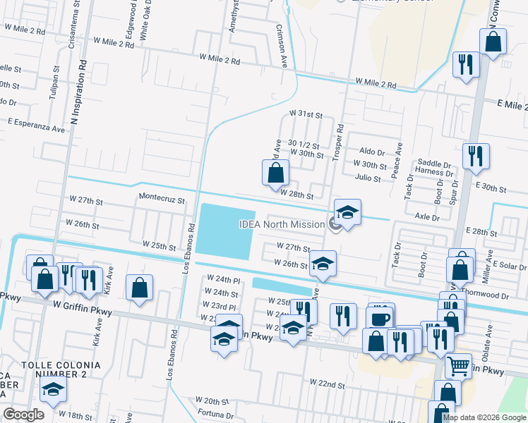 map of restaurants, bars, coffee shops, grocery stores, and more near 2711 Montecruz Street in Mission