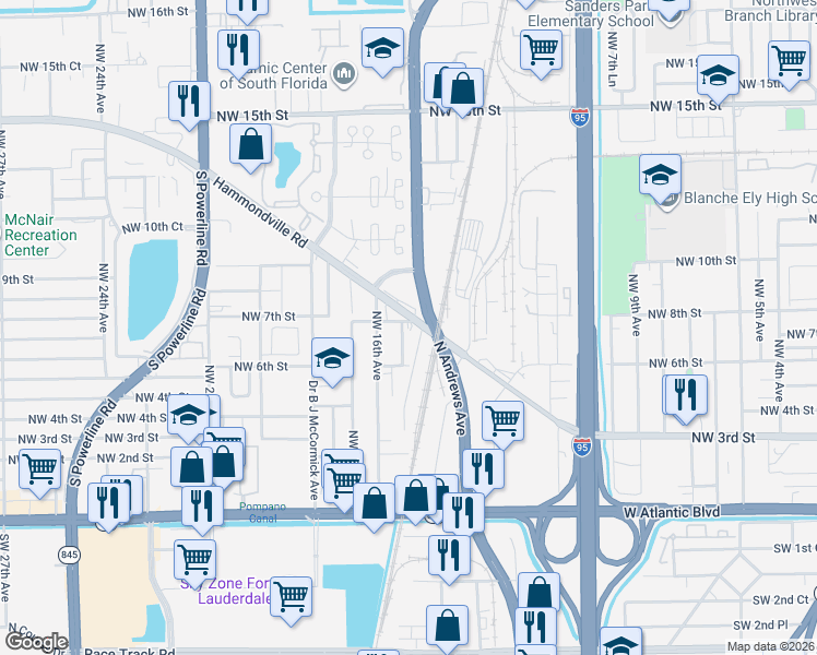 map of restaurants, bars, coffee shops, grocery stores, and more near 1412 B NW 7 Street in Pompano Beach