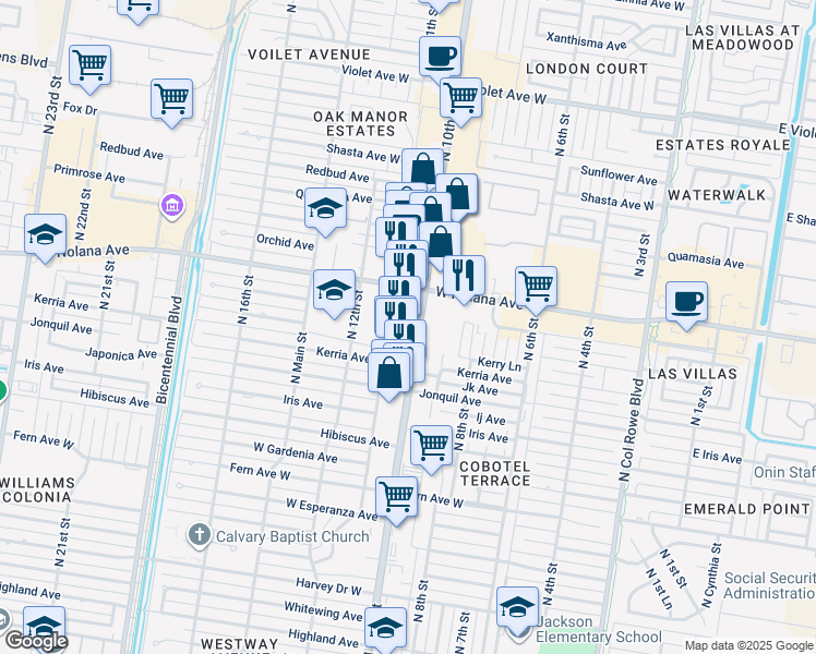 map of restaurants, bars, coffee shops, grocery stores, and more near 3825 North 10th Street in McAllen