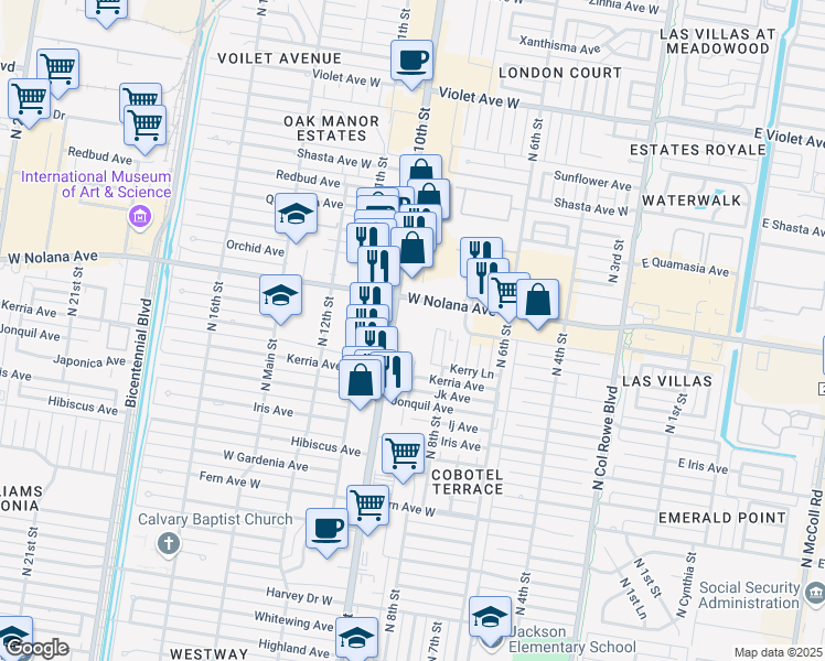 map of restaurants, bars, coffee shops, grocery stores, and more near 3900 North 10th Street in McAllen