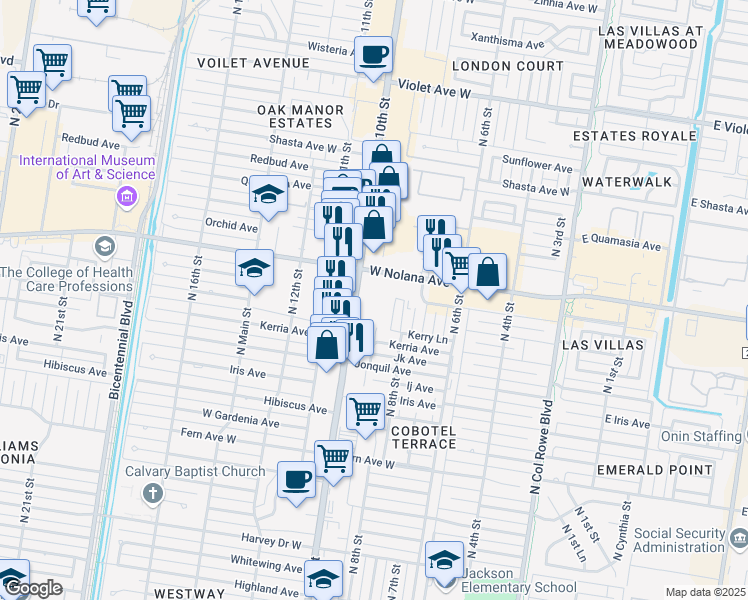map of restaurants, bars, coffee shops, grocery stores, and more near 3900 North 10th Street in McAllen