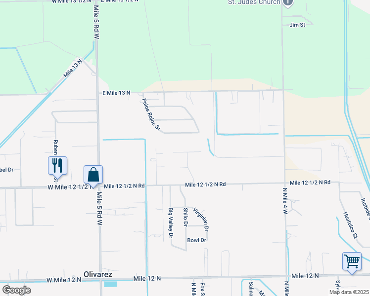 map of restaurants, bars, coffee shops, grocery stores, and more near 721 Monterrey Drive in Weslaco