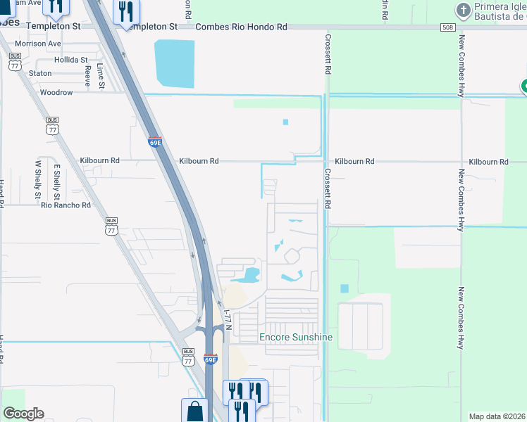 map of restaurants, bars, coffee shops, grocery stores, and more near 5-23 Minnesota Street in Harlingen