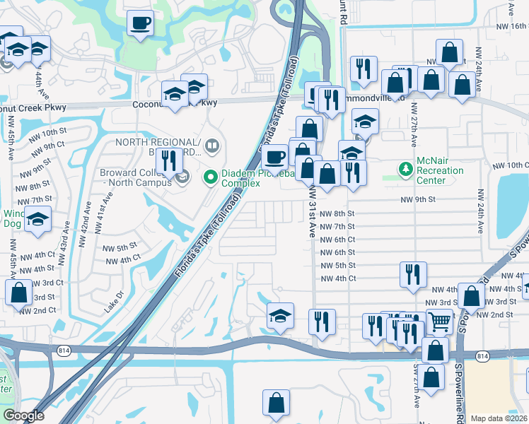 map of restaurants, bars, coffee shops, grocery stores, and more near 901 Northwest 31st Avenue in Pompano Beach