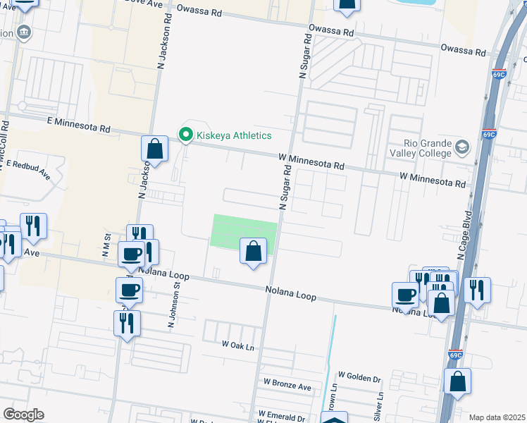 map of restaurants, bars, coffee shops, grocery stores, and more near 1302 West Kiwi in Pharr