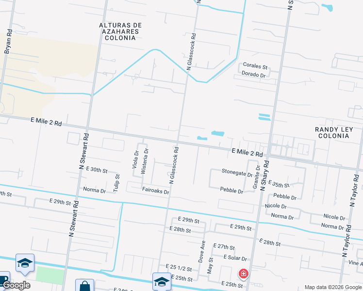 map of restaurants, bars, coffee shops, grocery stores, and more near 3108 North Glasscock Road in Mission