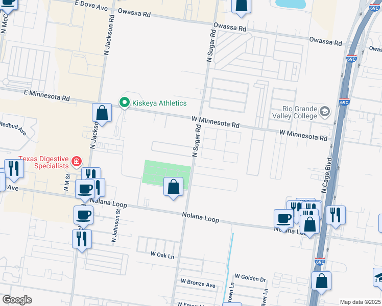 map of restaurants, bars, coffee shops, grocery stores, and more near 1202 West Kiwi in Pharr