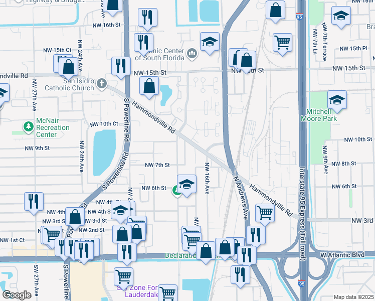 map of restaurants, bars, coffee shops, grocery stores, and more near 810 Northwest 17th Terrace in Pompano Beach
