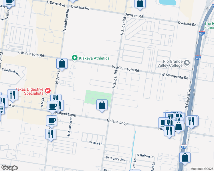 map of restaurants, bars, coffee shops, grocery stores, and more near 1208 West Kiwi in Pharr