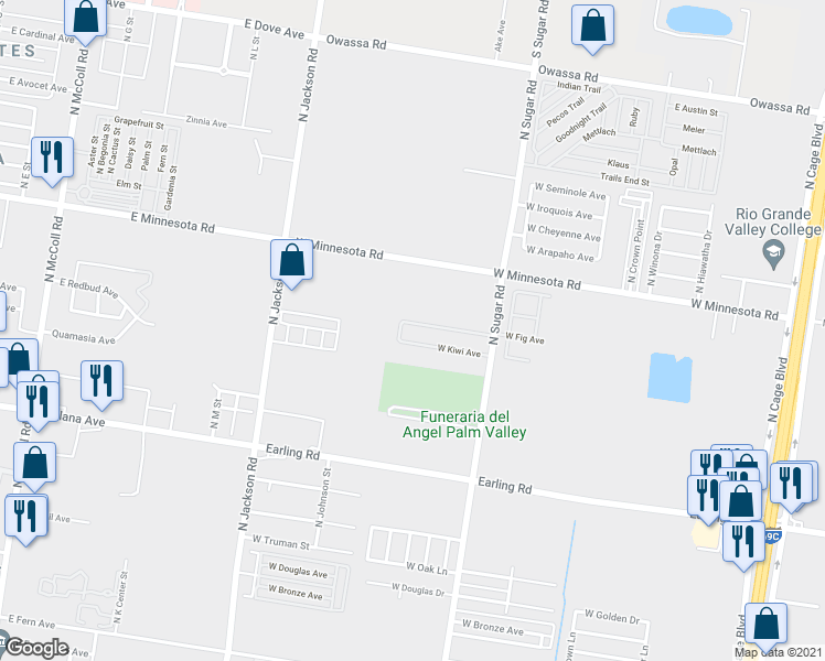 map of restaurants, bars, coffee shops, grocery stores, and more near 1409 West Fig Avenue in Pharr