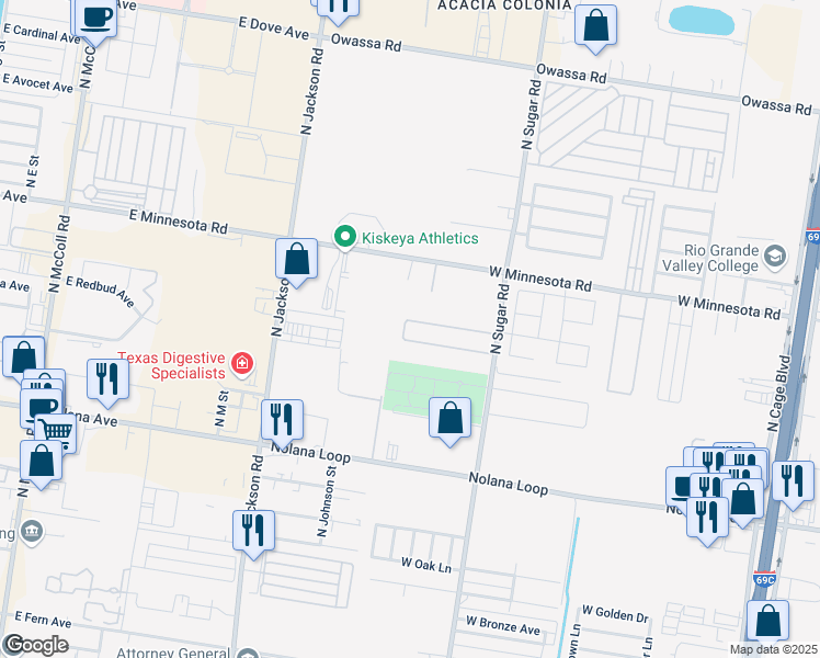 map of restaurants, bars, coffee shops, grocery stores, and more near 1503 West Fig Avenue in Pharr