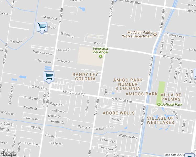 map of restaurants, bars, coffee shops, grocery stores, and more near 3503 North Taylor Road in Mission