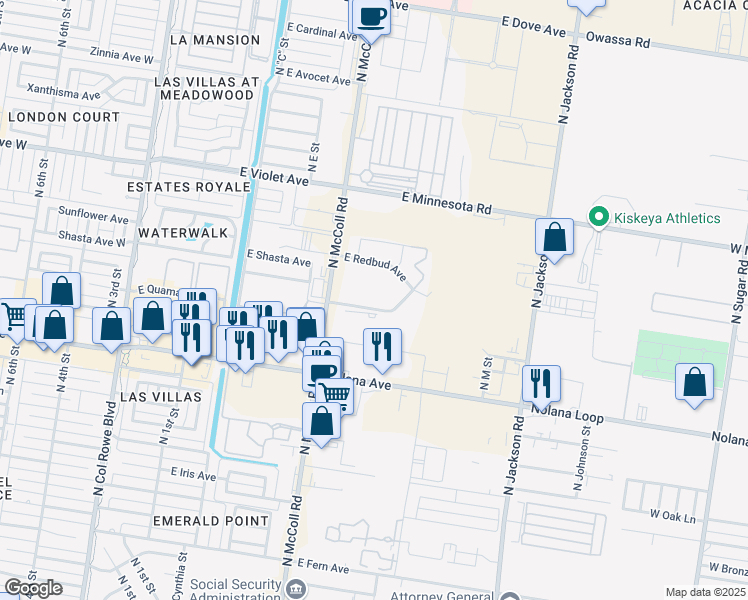 map of restaurants, bars, coffee shops, grocery stores, and more near 4224 North McColl Road in McAllen
