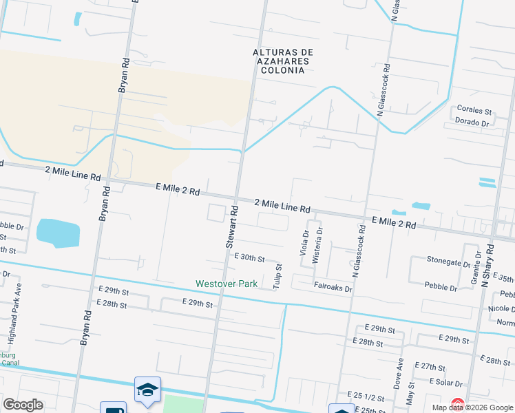 map of restaurants, bars, coffee shops, grocery stores, and more near 1702 East Mile 2 Road in Mission