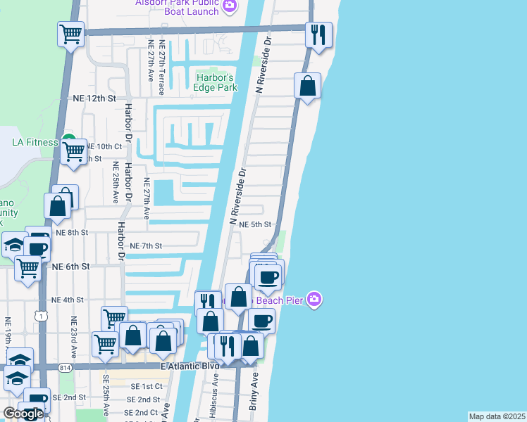 map of restaurants, bars, coffee shops, grocery stores, and more near 3211 Colony Club Road in Pompano Beach