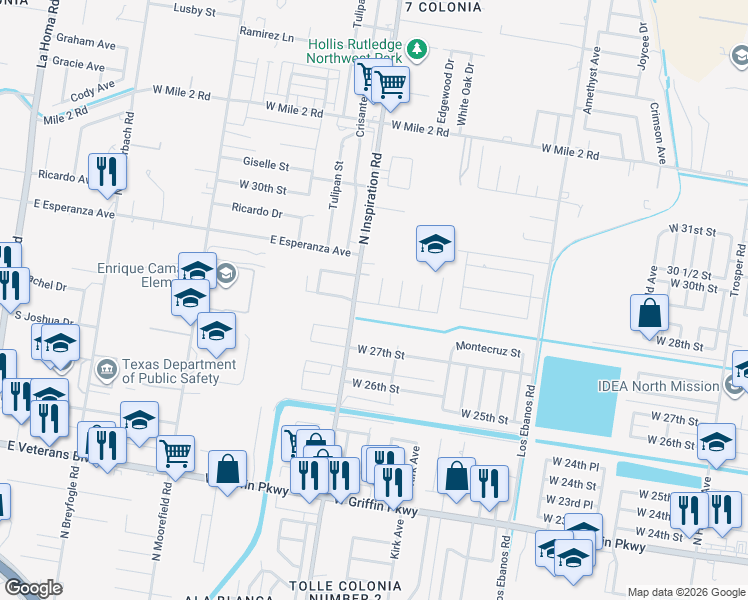 map of restaurants, bars, coffee shops, grocery stores, and more near 2810 Estevan Street in Mission