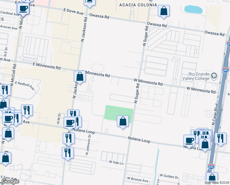 map of restaurants, bars, coffee shops, grocery stores, and more near 1408 West Fig Avenue in Pharr