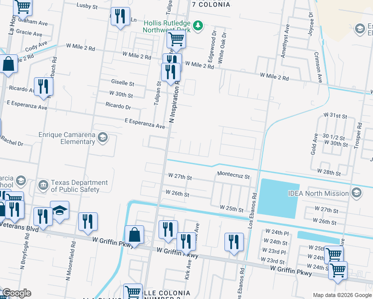 map of restaurants, bars, coffee shops, grocery stores, and more near 2810 Estevan Street in Mission