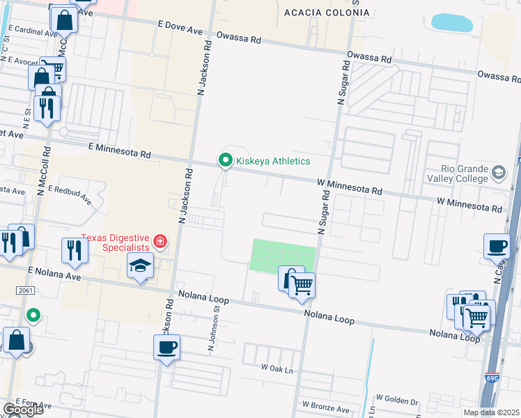 map of restaurants, bars, coffee shops, grocery stores, and more near 1506 West Fig Avenue in Pharr