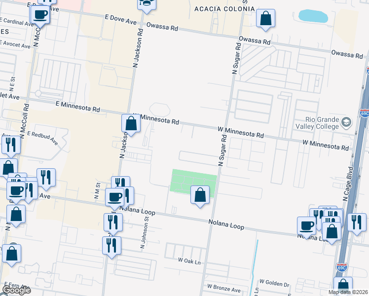 map of restaurants, bars, coffee shops, grocery stores, and more near 1408 West Fig Avenue in Pharr