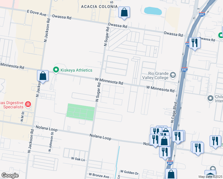 map of restaurants, bars, coffee shops, grocery stores, and more near 1000 West Pear Avenue in Pharr