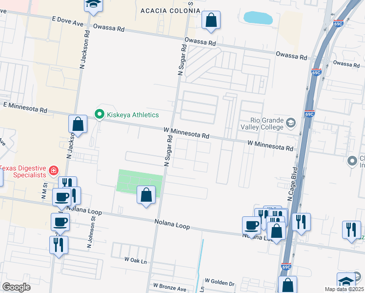 map of restaurants, bars, coffee shops, grocery stores, and more near 1000 West Pear Avenue in Pharr