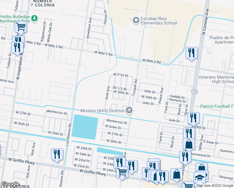 map of restaurants, bars, coffee shops, grocery stores, and more near 3018 Abbott Avenue in Mission