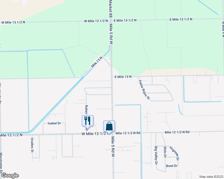 map of restaurants, bars, coffee shops, grocery stores, and more near 8709 Mile 5 Road West in Weslaco