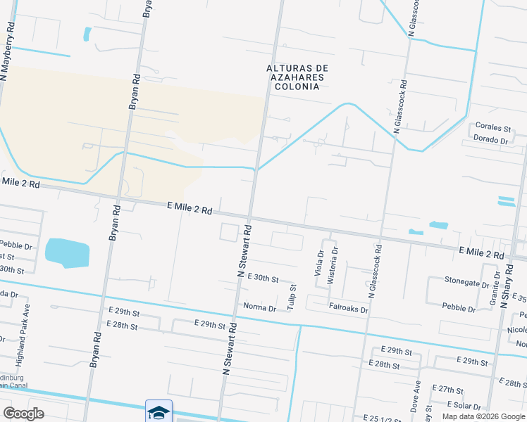 map of restaurants, bars, coffee shops, grocery stores, and more near 1605 East Mile 2 Road in Mission