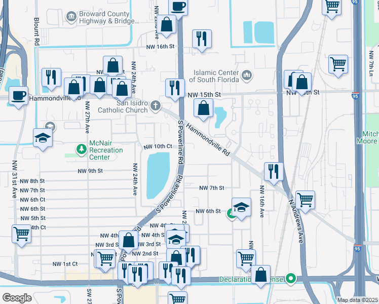 map of restaurants, bars, coffee shops, grocery stores, and more near 894 North Powerline Road in Pompano Beach