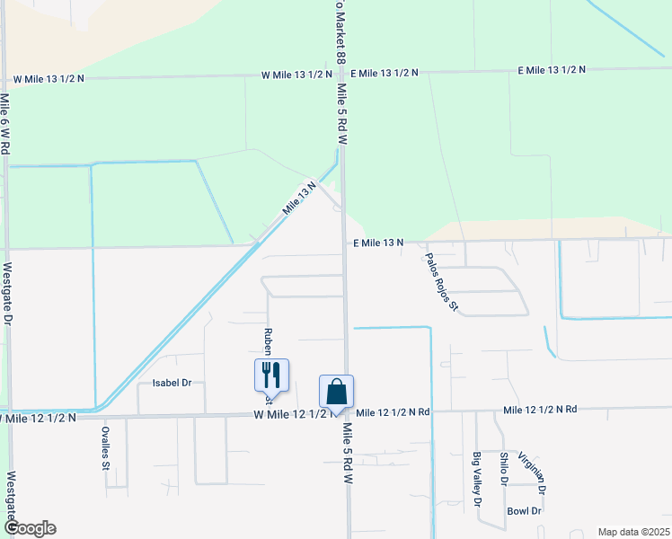 map of restaurants, bars, coffee shops, grocery stores, and more near 8709-8713 Mile 5 Road West in Weslaco