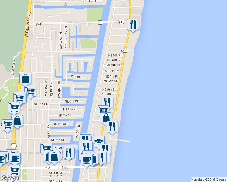 map of restaurants, bars, coffee shops, grocery stores, and more near 3211 Colony Club Road in Pompano Beach