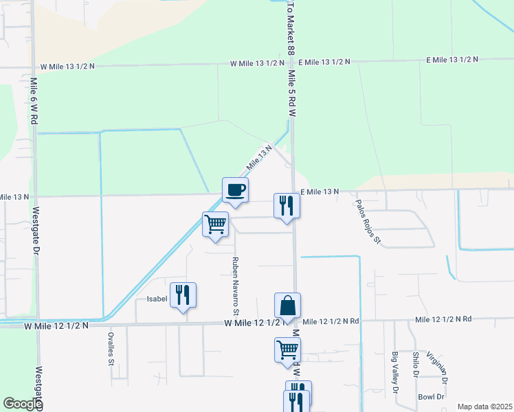 map of restaurants, bars, coffee shops, grocery stores, and more near 322 Amistad Lane in Weslaco